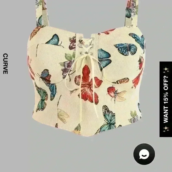 Cider Tan, Butterfly and Floral Corset Crop Top - Picture 8 of 9